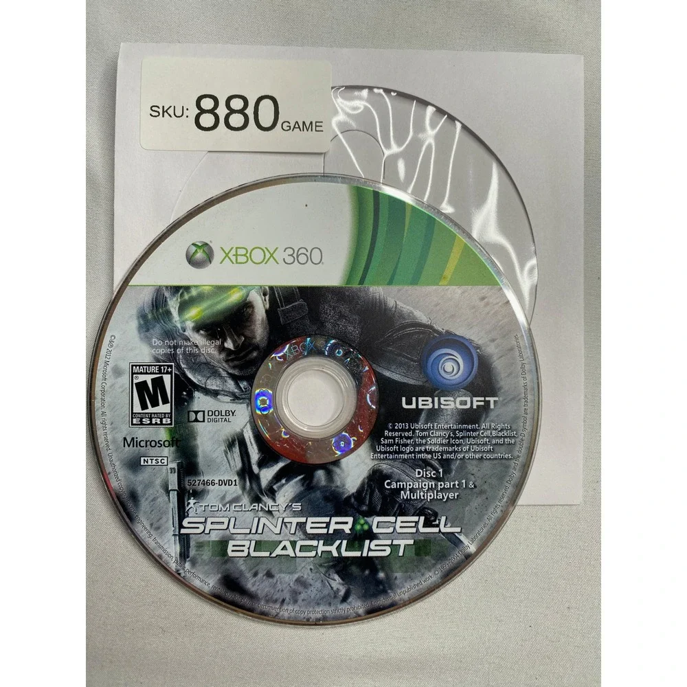 Tom Clancy's Splinter Cell Blacklist Xbox 360 Disc 1 Campaign & Multiplayer